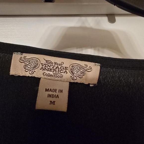 Nine West Black Blouse with Polka Dot Mesh Sleeves - Picture 2 of 2